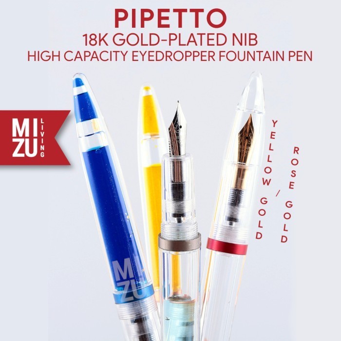 

Promo_[ghino_store45] MIZU PIPETTO Eyedropper Fountain Pen 18K Yellow/Rose Gold-Plated Nib - BRONZE YellowG, F Nib