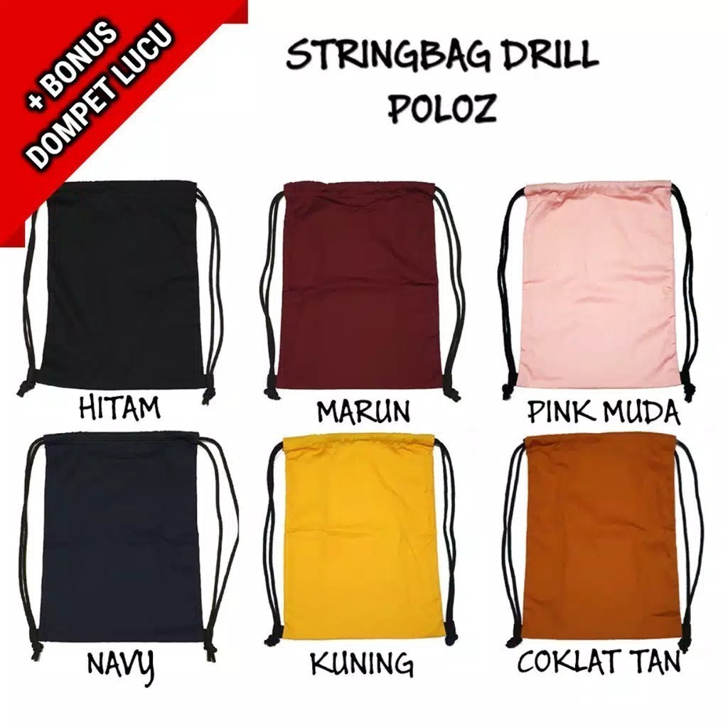 PROMO COD 10.10 - TAS SERUT PRIA/WANITA | STRING BAG | TAS BERMOTIF DAN POLOS | TAS BERBAHAN PREMIUM