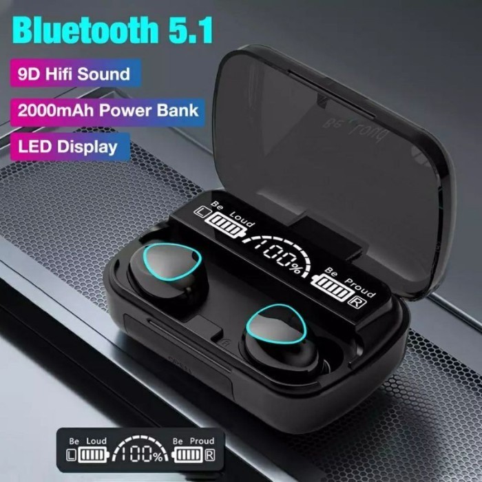 ATS TWS M10 HEADSET EARPHONE BLUETOOTH TRUE WIRELESS STEREO M-10 SMART DIGITAL DISPLAY 5.1 WIRELESS 