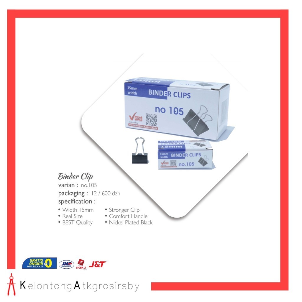 

Binder Clip Vone 105 (12pcs) / Penjepit Kertas