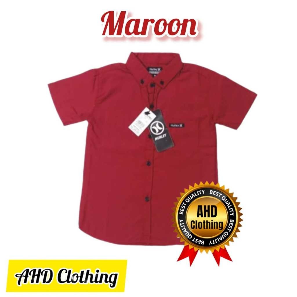 Kemeja lengan pendek anak warna merah marun usia 1-13 tahun | kemeja anak laki | kemeja anak cowok |