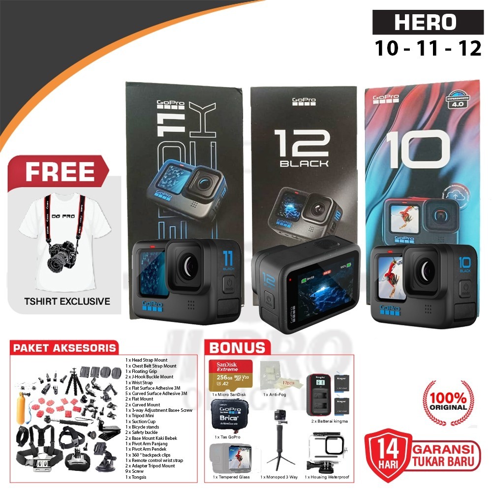 GoPro Hero 12 / Hero 11 / Hero 10 Black PAKET 256gb & ACC Original