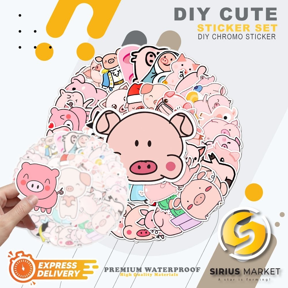 

45 PCS Stickers Series Piggy Graffiti Stickers Cartoon Cute Animal