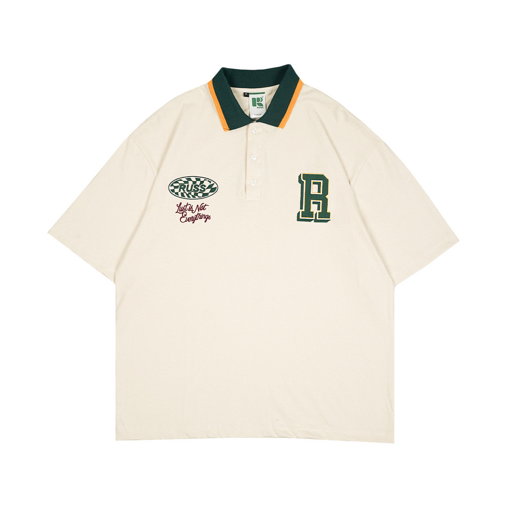 Russ Poloshirt Oversize Rugby Tangan Pendek Gainner Broken White