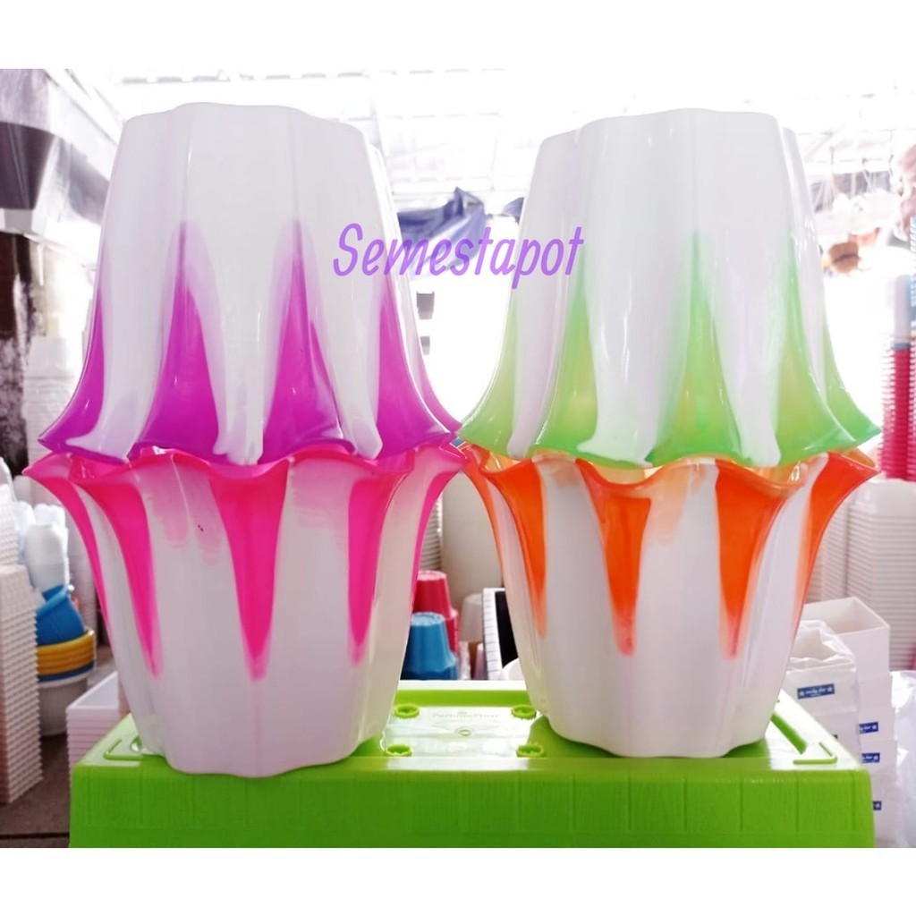 6 PCS Pot Shallom Primadona 25 Setengah Lusin Pot Plastik Bunga Tanaman
