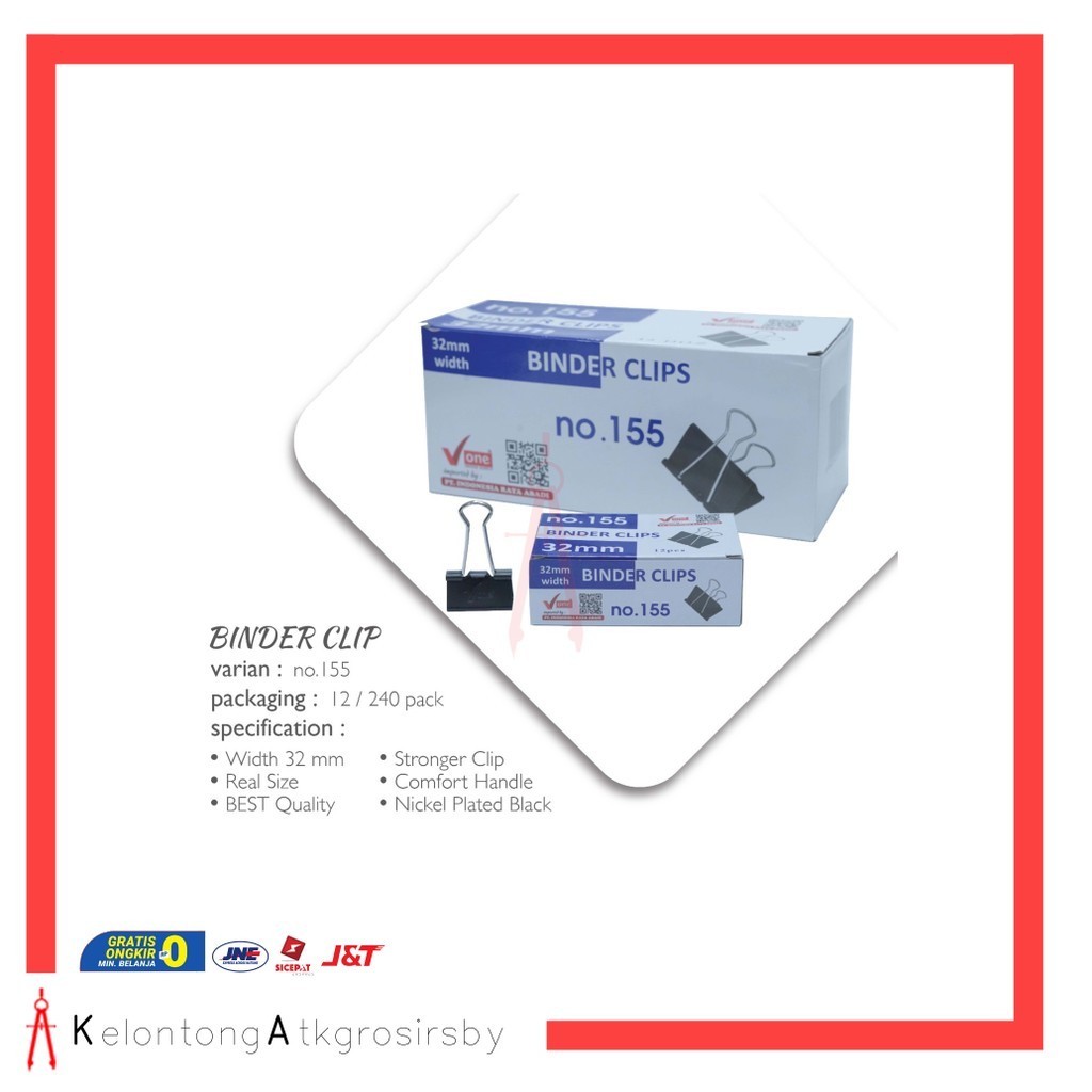 

Binder Clip Vone 155 (12pcs) / Penjepit Kertas