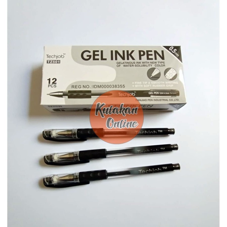 

Pen pulpen bolpen techjob gel ink pen TZ501 (1 pak isi 12 pcs / 1 lusin)