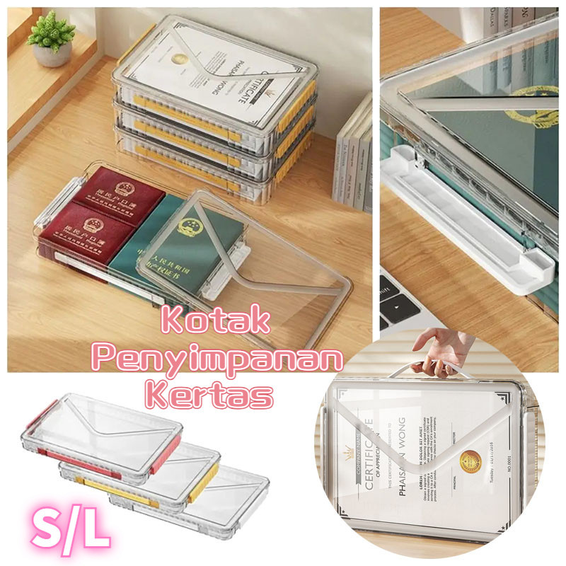 

File Organizer Transparent Paper Box Storage Kotak Penyimpanan Kertas Stationery Storage Organiser