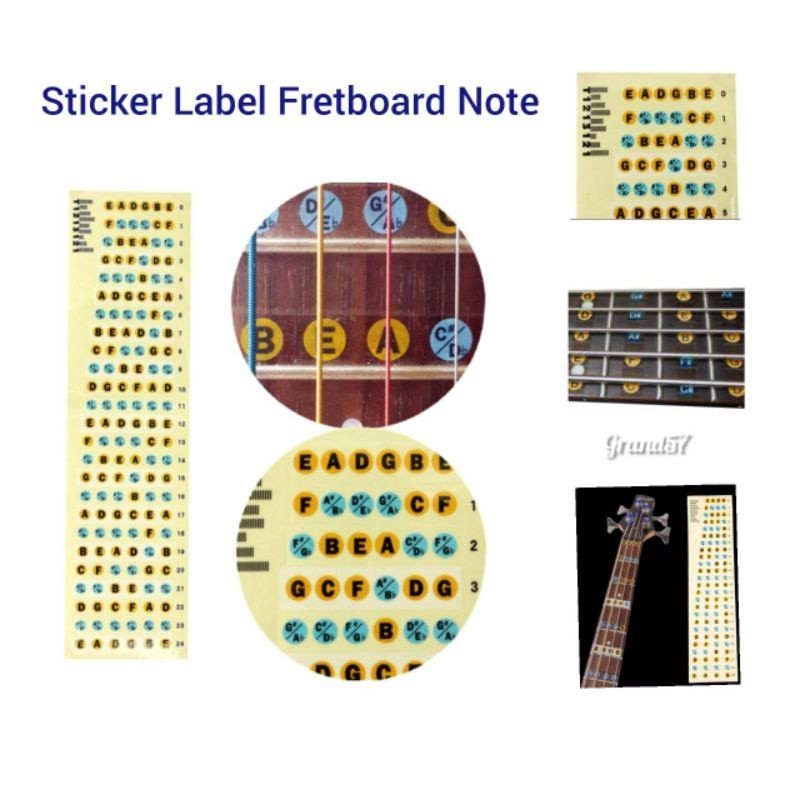sticker nada note fretboard fret gitar stiker note nada kunci gitar