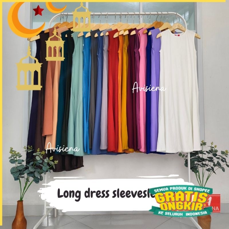 Avisiena - XL XXL Gamis Kutung Dress Panjang Anak Tanpa Lengan Warna Hitam, Abu Tua, Dark Grey, Silv