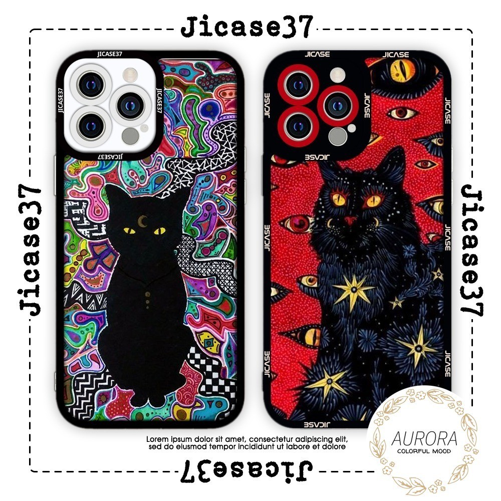 Casing ponsel kucing bermata banyak kartu tarot cocok untuk  iphone 15 pro max plus iPhone 6 6S 6Plu