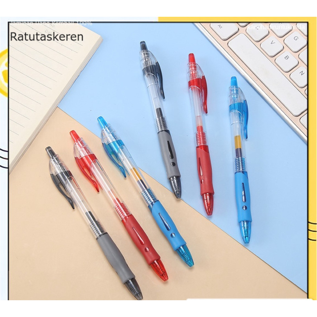 

Pulpen Macca Standard Cetekan Transparant Pena Gel 0.5mm Alat Tulis Kantor Sekolah Pen Pencet Tinta Cair Bolpoint Polos Murah Keren