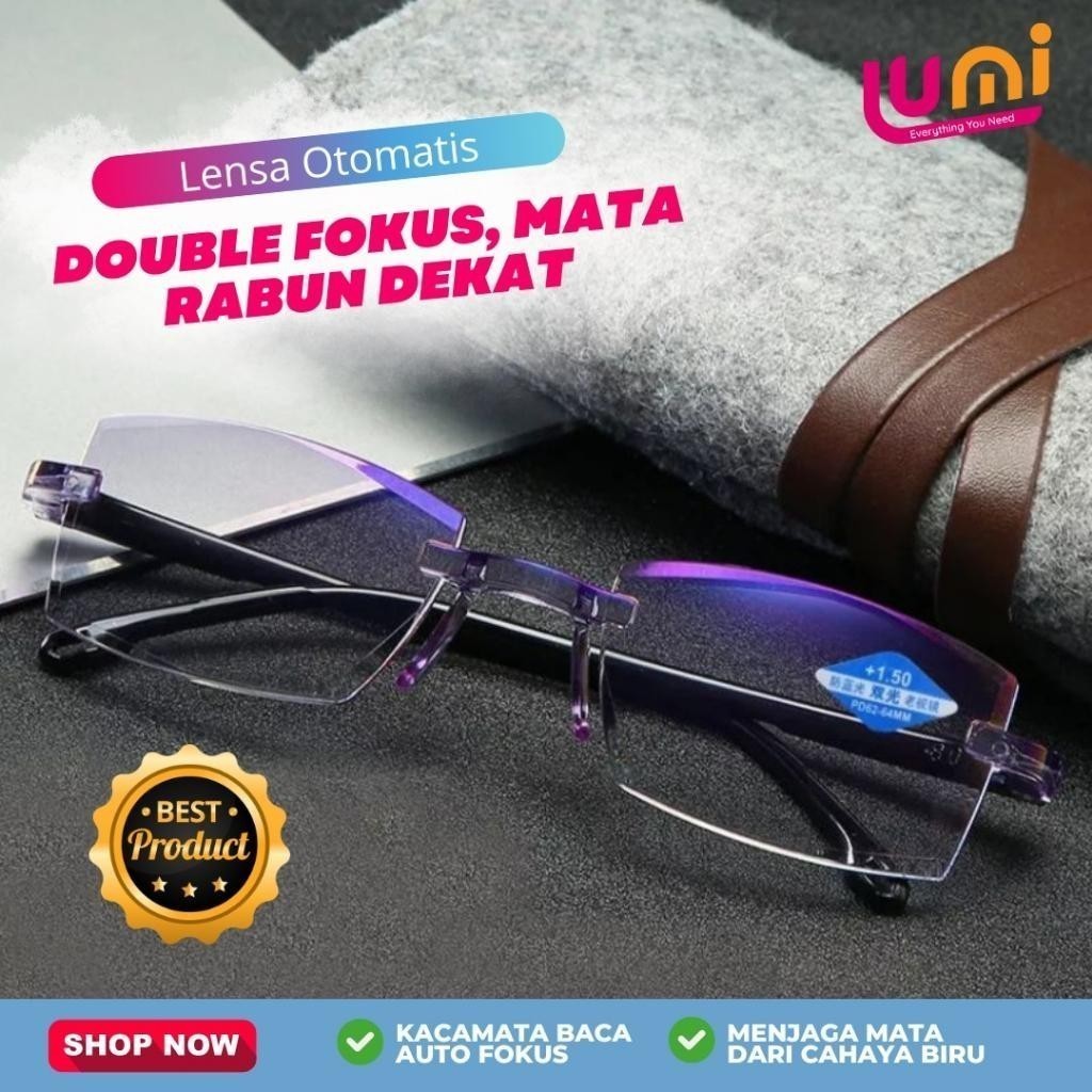 Kacamata Presbiopia Baca Super Plus Auto Fokus Blueray Pria / Wanita Kacamata Bantu Baca Fokus Termu