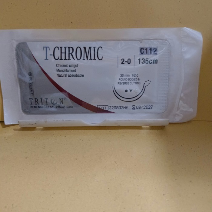T CHROMIC 2/0 C112 ( CHROMIC absorbable) panjang benang 135cm