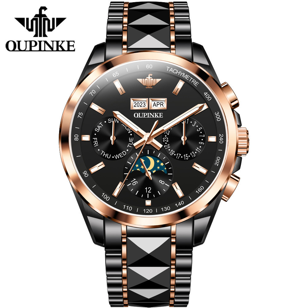 OUPINKE 3238 Jam Tangan Pria Jam Tangan Mekanis Otomatis Penuh Bisnis Kualitas Tinggi Mewah