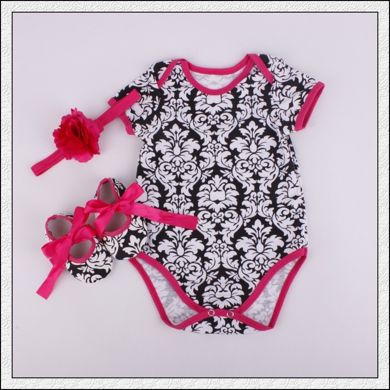 Setelan bayi Alibaba dengan Sepatu dan ikat kepala Vintage lengan pendek