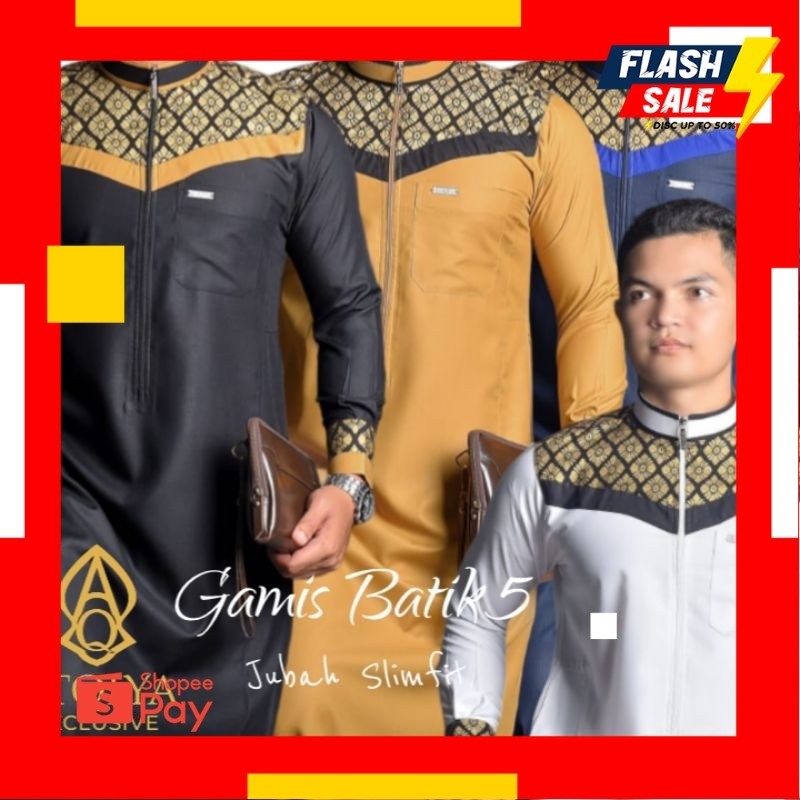 SALE 12.12 |  Gamis ATQIYA BATIK 5 | Jubah Laki Laki | Gamis Slimfit | Gamis Keren , Trendy Dan Keki