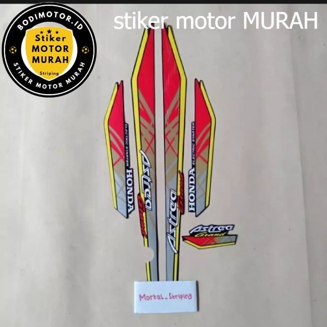 Stiker Striping Lis Les Bodi Motor Honda Astrea Grand Bulus 1993 Limited Editon Merah Kuning