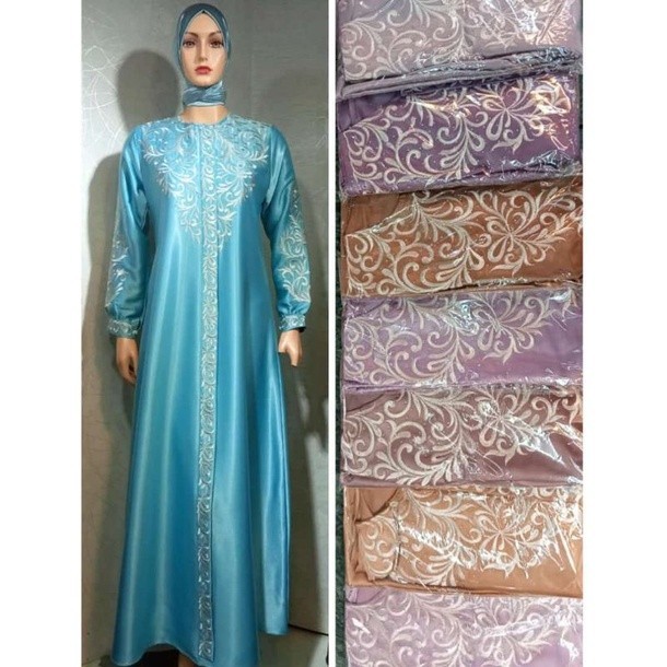 Baju gamis muslim wanita kondangan pesta dress gamis bordir lebaran 2024 modern mewah jumbo oversize