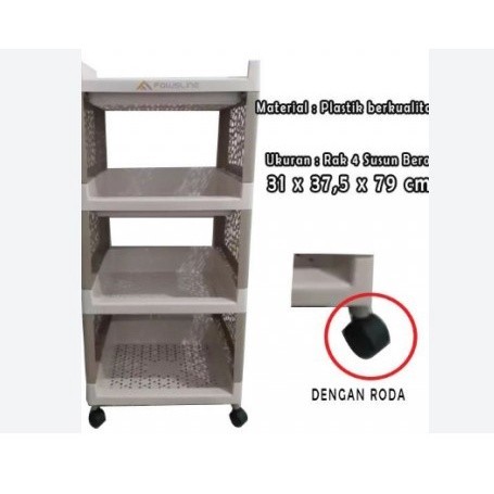 RAK 4 SUSUN DENGAN RODA PLASTIK YOYO TEMPAT PENYIMPANAN RAK RODA RAK