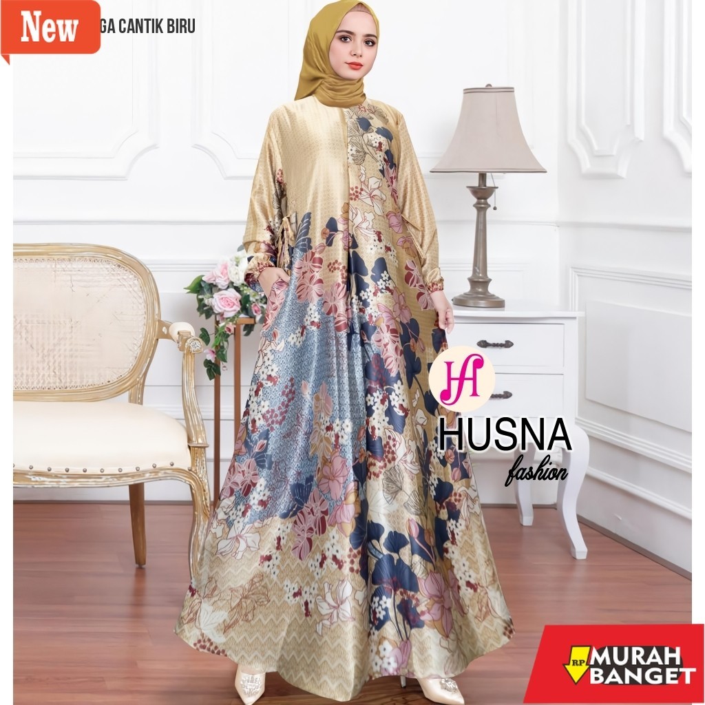 BAJU TIMUR TENGAH WANITA UNTUK LEBARAN- Bunga Cantik /Gamis Silk Premium /Gamis Silk Motif Terbaru /