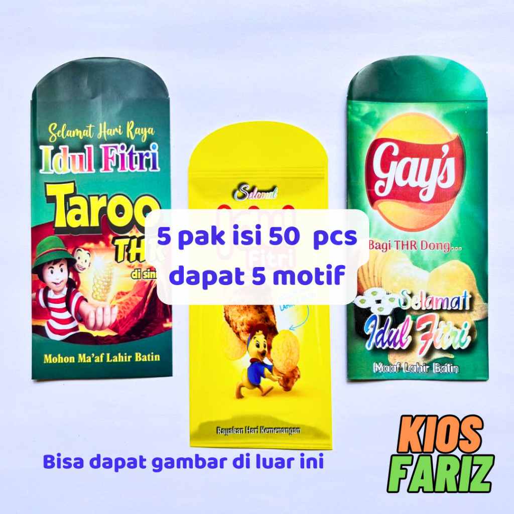 

Amplop Lebaran BESAR Motif isi 5 pak / 50 pcs Angpao Lebaran Murah Ukuran L 9cm x 17cm