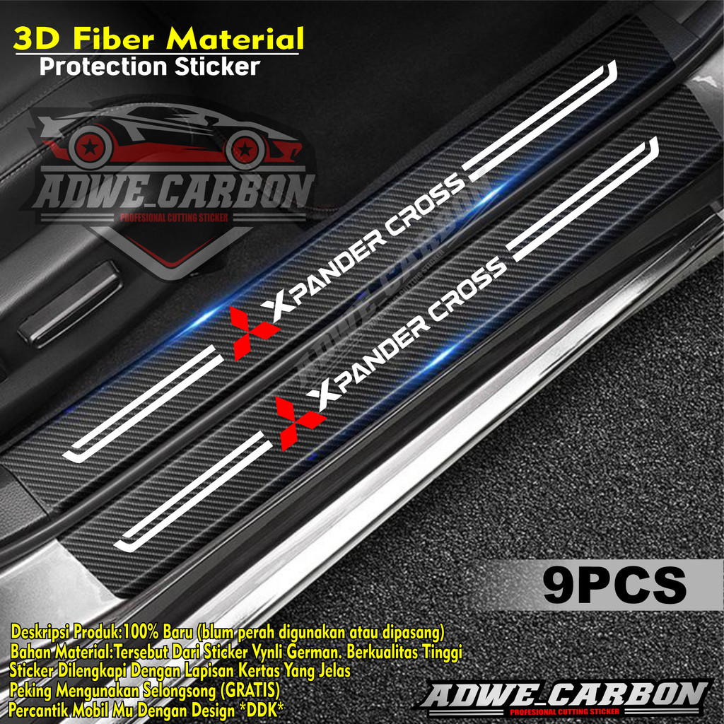 Stiker Pelindung Pintu Bagasi Mobil Mitsubishi Xpander cross Bahan Serat Karbon Anti Gores Tahan Air