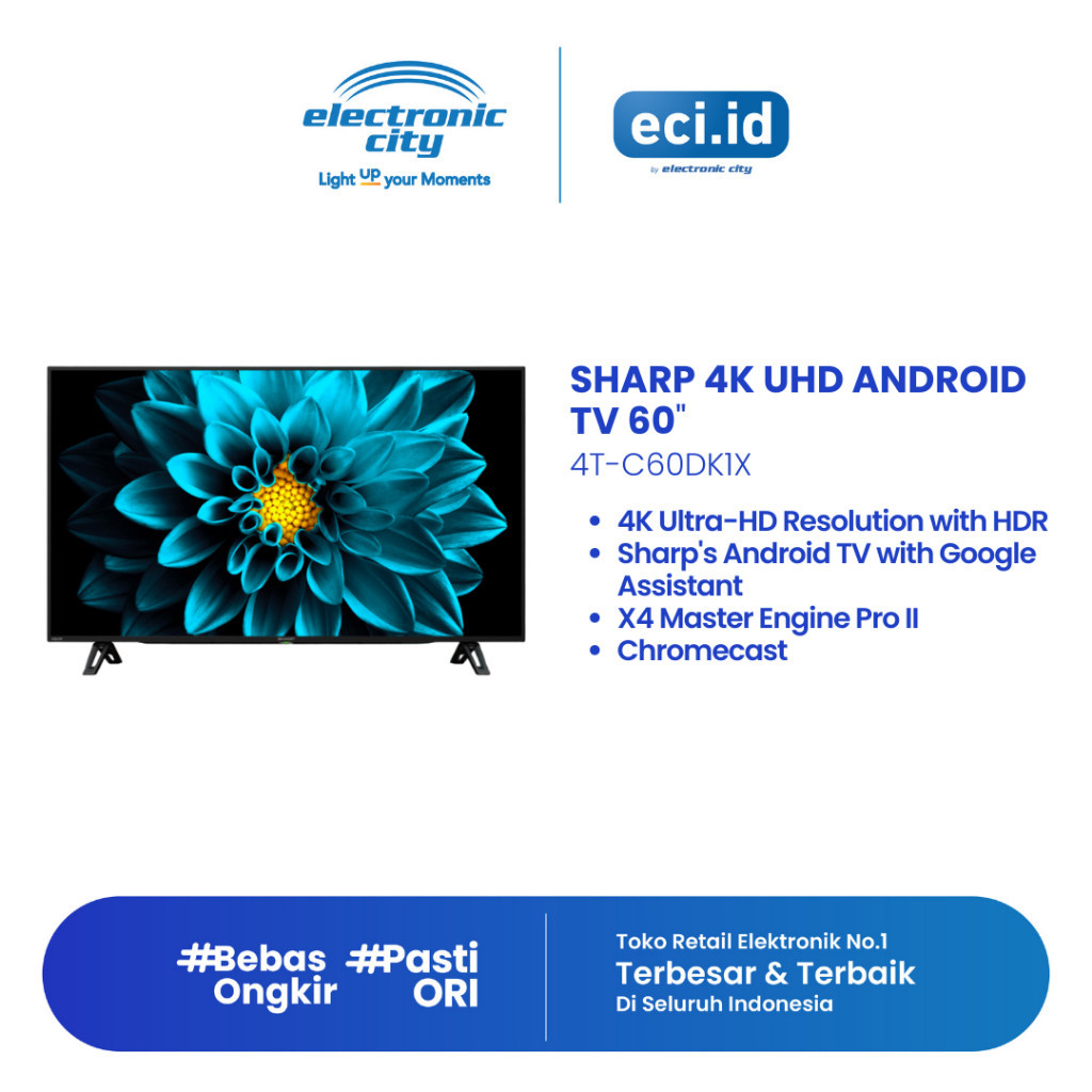 PROMO RAMADAN Sharp 60 Inch 4K Android TV UHD - 4T-C60DK1X