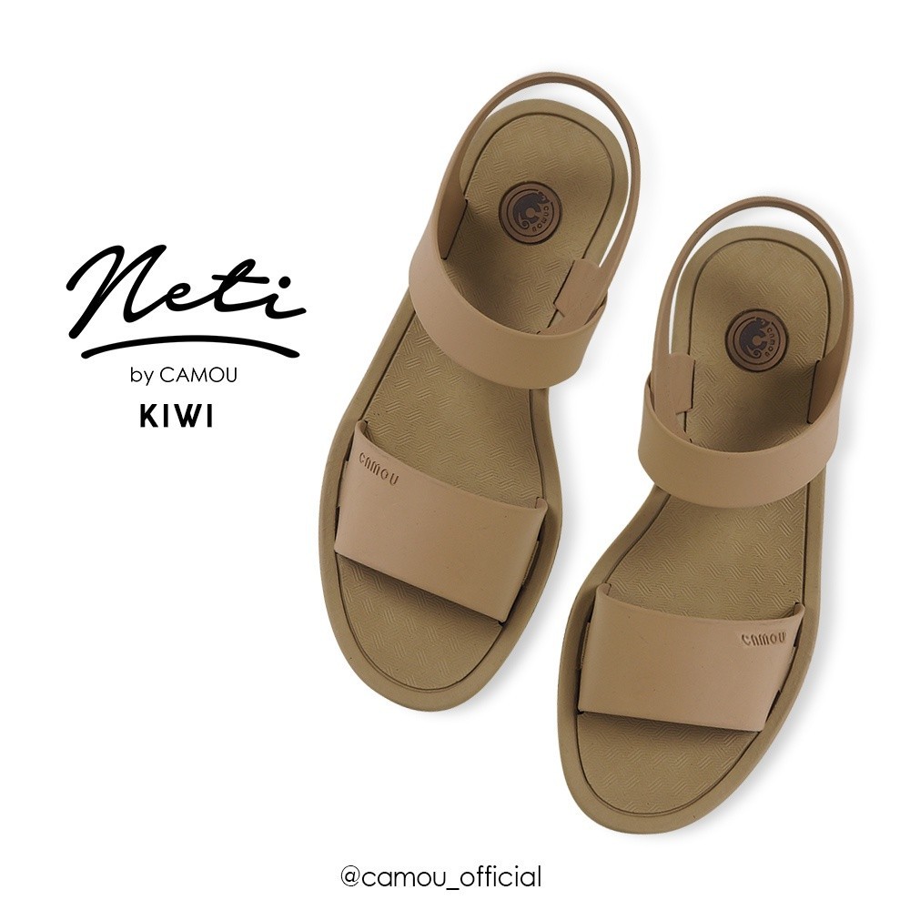 Sandal Camou Wanita NETI Kiwi Beige Sandal Selop Wanita Camou Tali Belakang Sandal Camou Slide Sanda