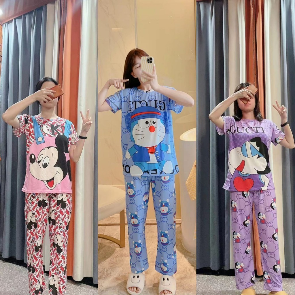 piyama wanita babydoll all size  Set CP Spandek Korea import bahan lentur banyak motif