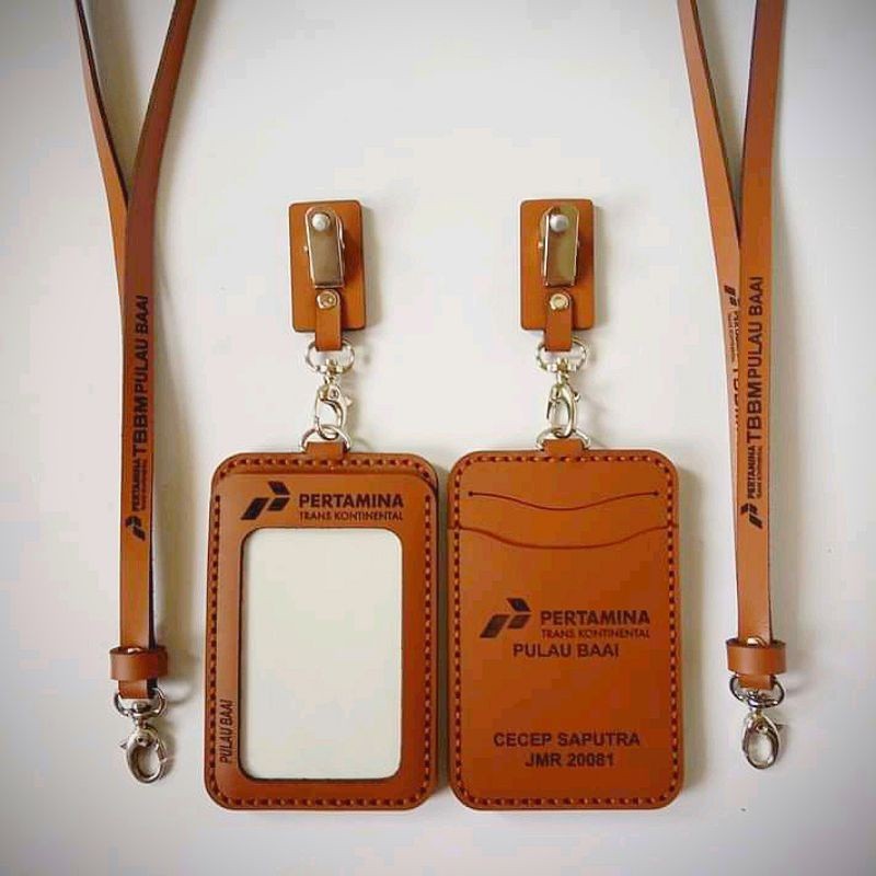 

ID Card Case Custom / Name Tag Kulit Asli Logo Pertamina / Custom Logo & Nama