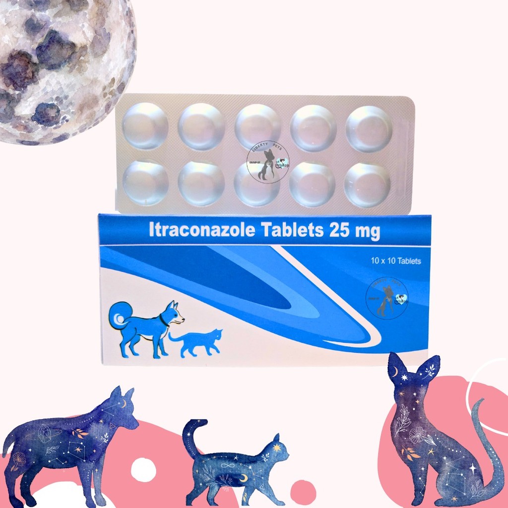 Itraconazole 25mg Obat Anti Jamur Ringworm Kucing Anjing (1 BOX = 100 Tab)
