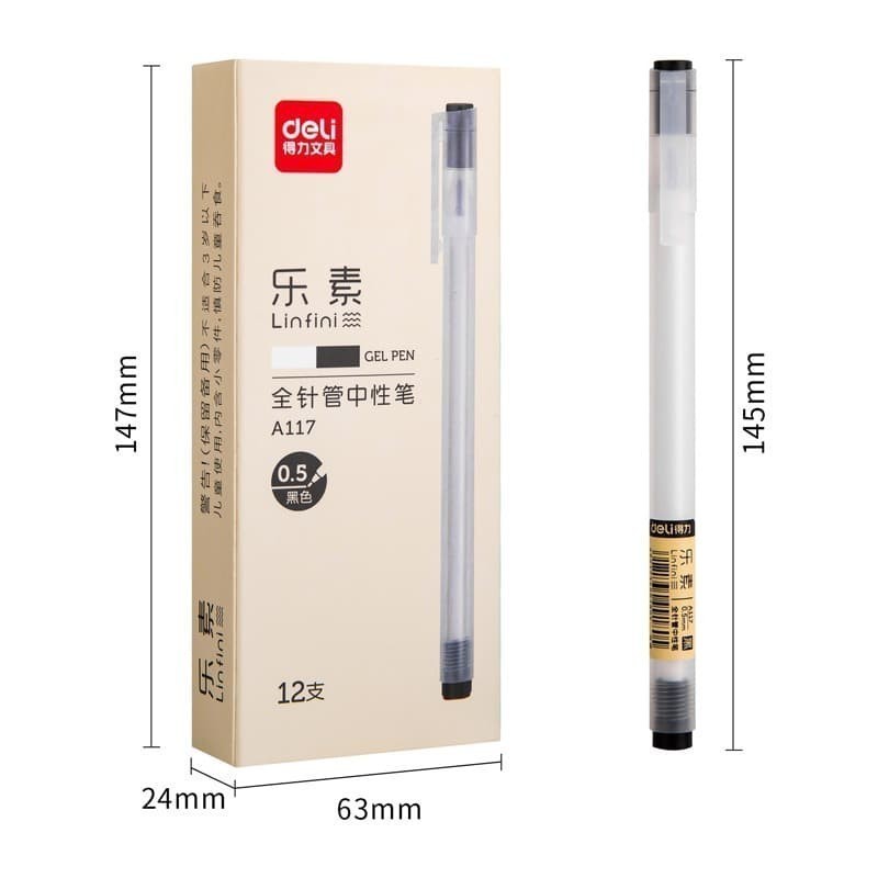 

BOBOMART X Deli Gel Pen / Pulpen Gel Deli Linfini 0.5mm Hitam Satuan - A117