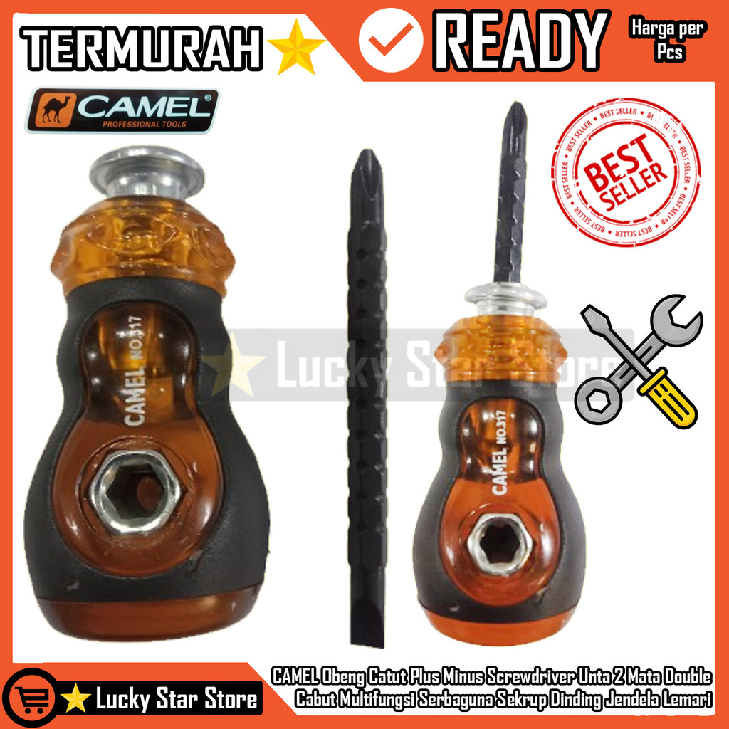 CAMEL Obeng Catut Plus Minus Screwdriver Unta 2 Mata Double Mini 10cm Cabut Multifungsi Serbaguna Se