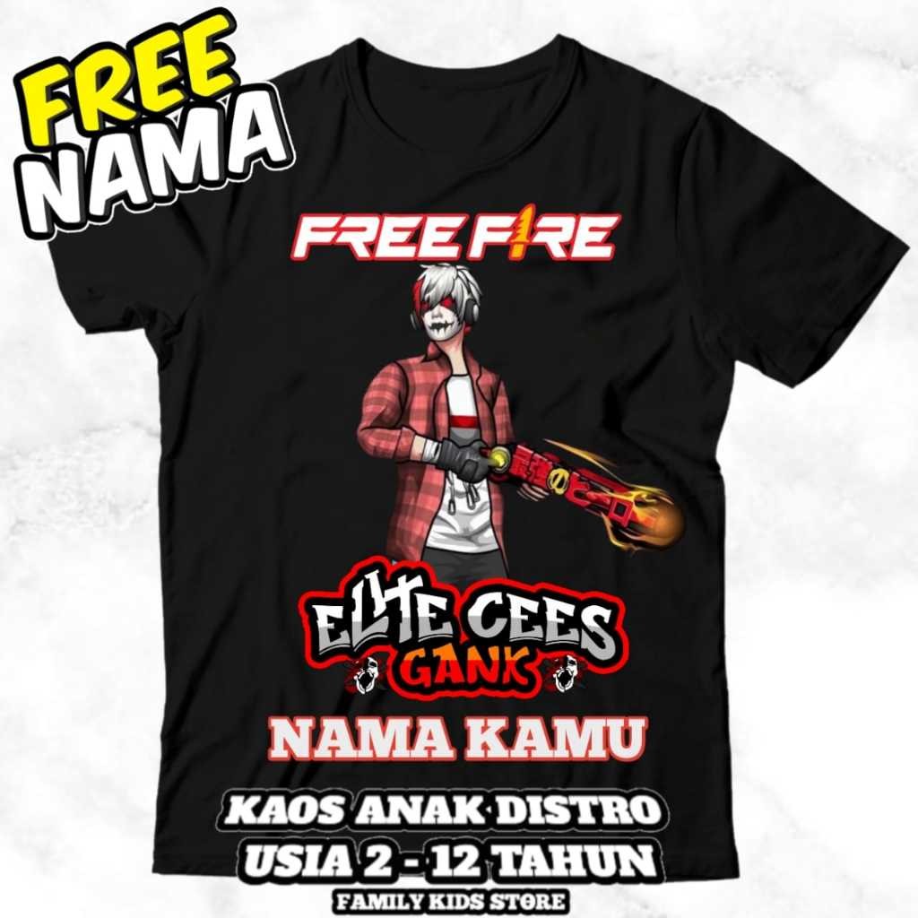 (FREE NAMA) KAOS BAJU ANAK FF FREE FIRE ELITE CEES GANK VERSI SG OPM FF TSHIRT ANAK GAME FREE FIRE