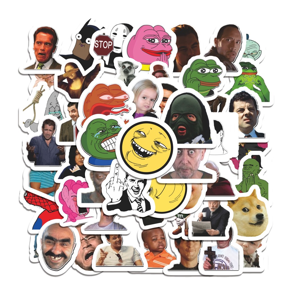 

COD 50 Pcs Stiker Ekspresi Lucu Anti Air Untuk Dekorasi Notebook Sepeda Skateboard Handphone
