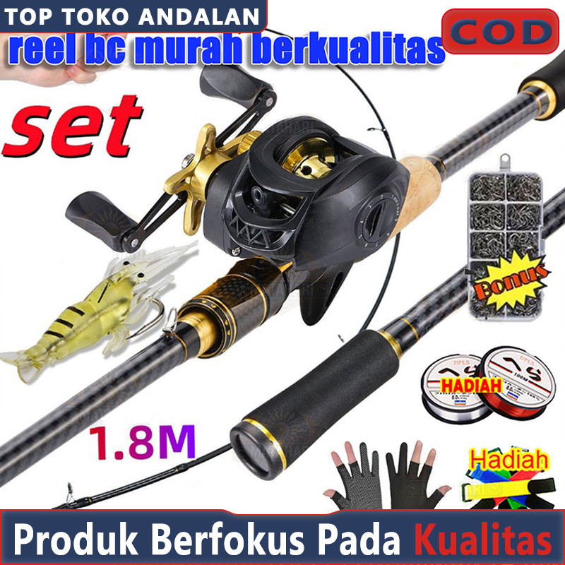 Joran Pancing Full Set 1.8M 10LB 7.2:1 Joran BC Set Reel BC Joran UL Carbon Pancingan Set Lengkap / 