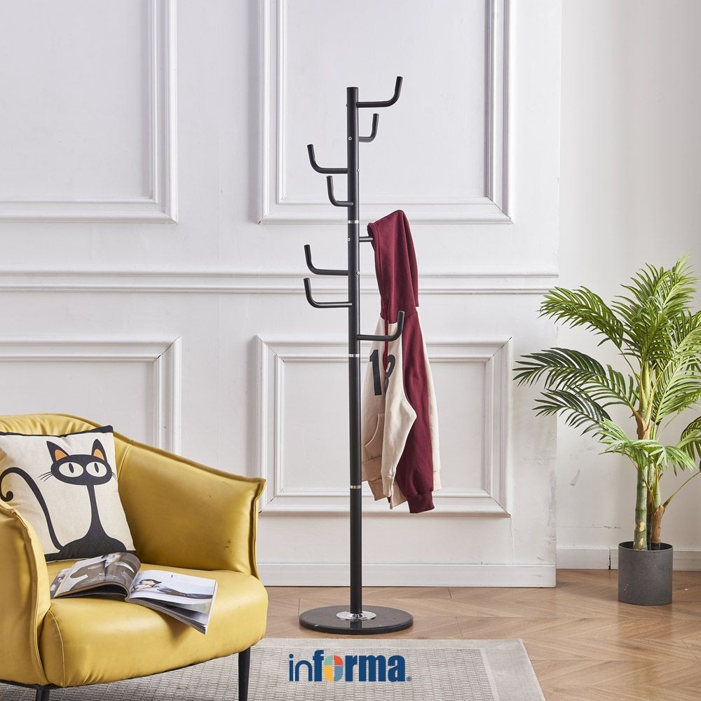 Informa Gantungan Pakaian Metal Marble Gh611 - Hitam Stand Hanger Gantungan Baju Berdiri Clothes Org