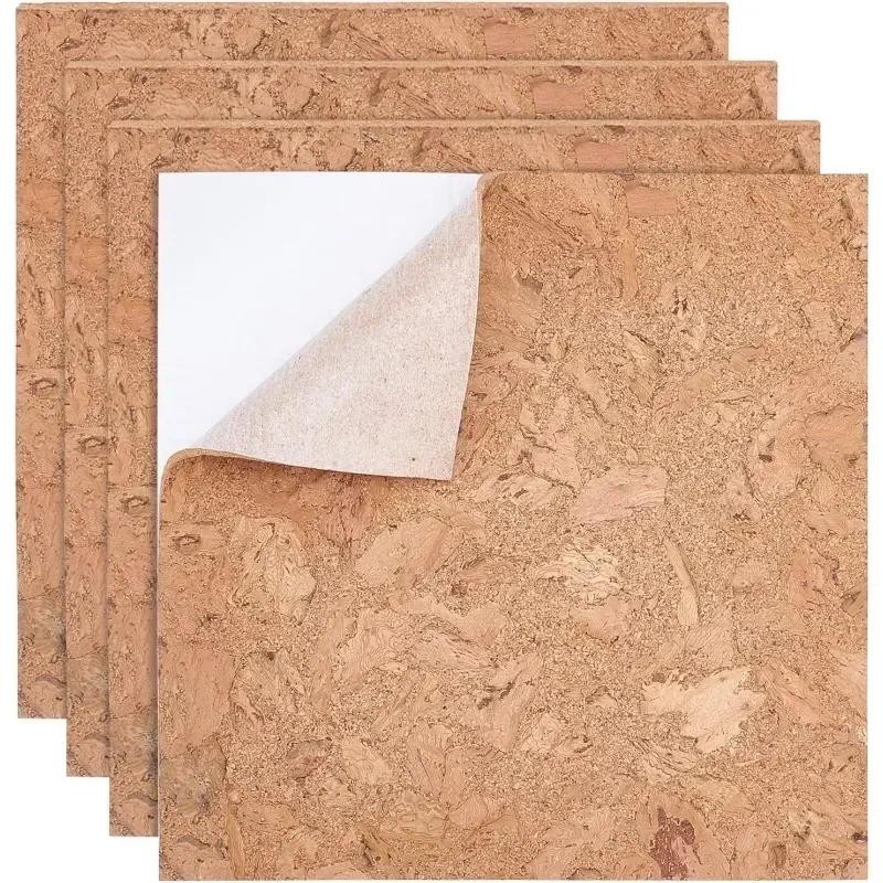 

4 Sheet 11.8x11.8inch Self Adhesive Cork Squares Multifunctional Cork Board for Photo Hanging Home Decoration Bulletin Boards