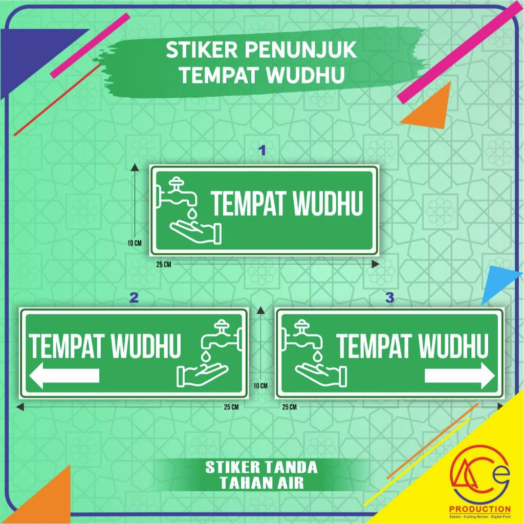 

STIKER ARAH TEMPAT WUDHU STIKER PENUNJUK LOKASI WUDHU
