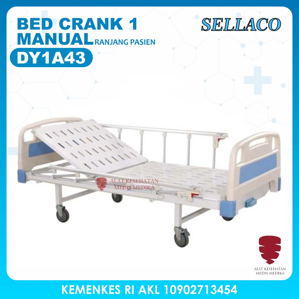 Bed Manual 1 Crank Tempat Tidur Ranjang Pasien Hospital Rumah Sakit