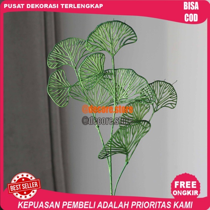 Cod Tanaman Hias Artificial * Bunga Ginkgo * Hiasan Bunga Plastik - Hijau