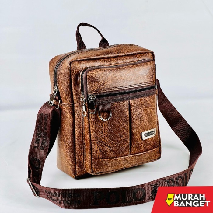 tas selempang wanita simple elegan Tas Selempang Kulit PU Polo Amstar 10" Tas Selempang Pria Wanita 