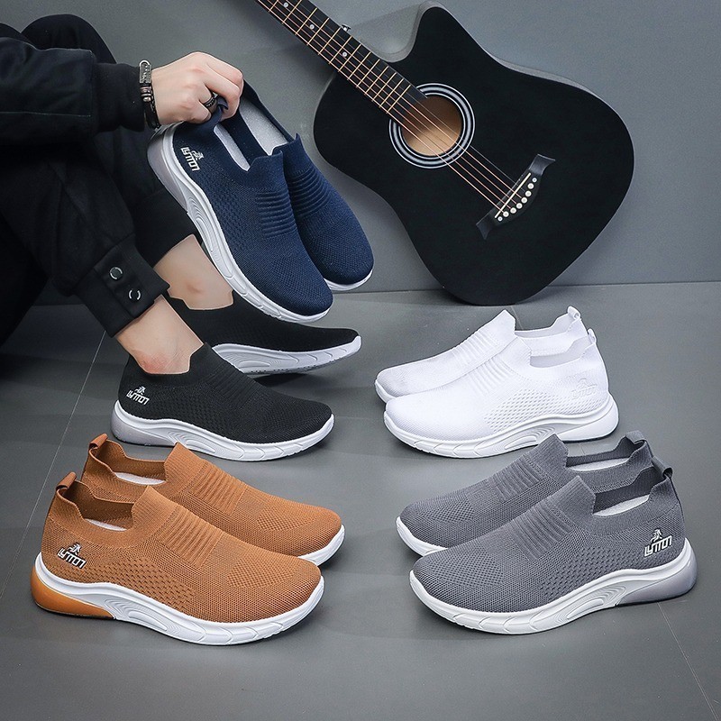 [NEW PRODUCT] FREE BOX Sepatu Rajut Pria Sepatu Pria Tanpa Tali Sepatu Sport Pria Olahraga LV0558