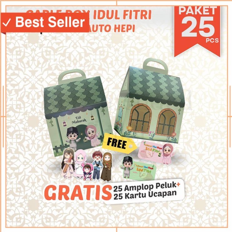 

Hampers unik Romantis Wisuda Anniversary Pacar Pasangan / 25 pcs Gable Box Hampers Lebaran Idul Fitri Anak Ponakan – Motif Rumah