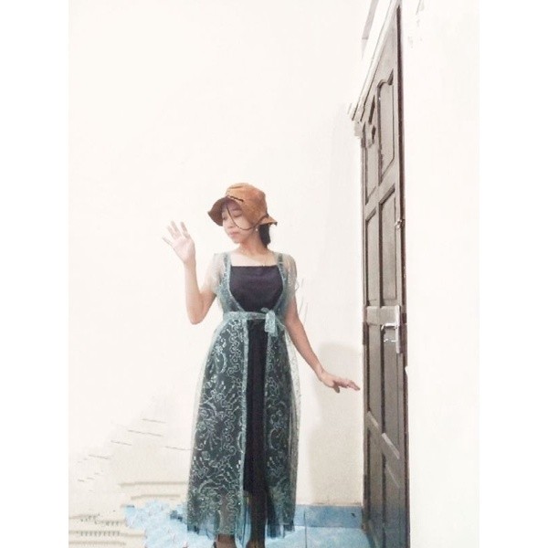 Busana Lebaran Muslim Wanita Dress Gamis Murah Modern / cape tile rompi tile vest tulle/ Outer gamis