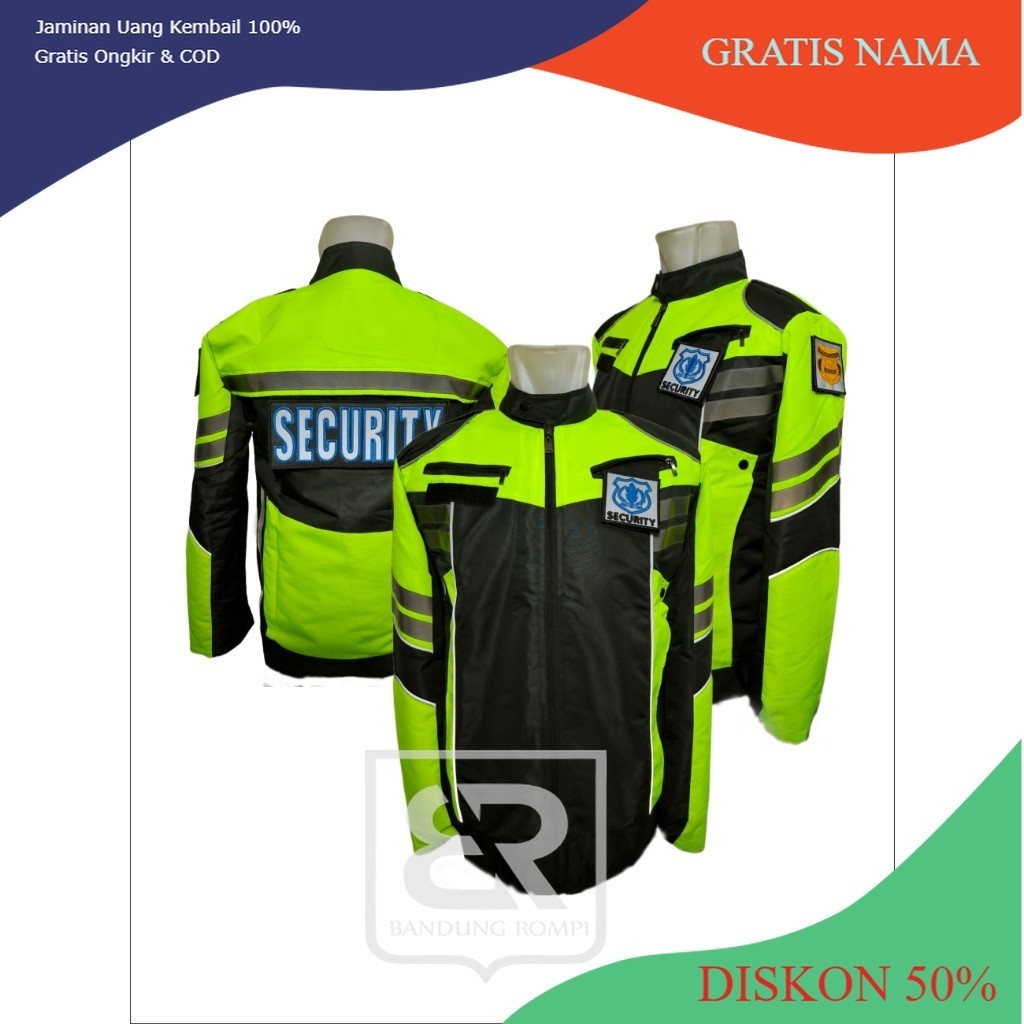 jaket security dan satpam Anti Air/ jaket patroli / jaket motor / jaket anti air bahan taslan tersed