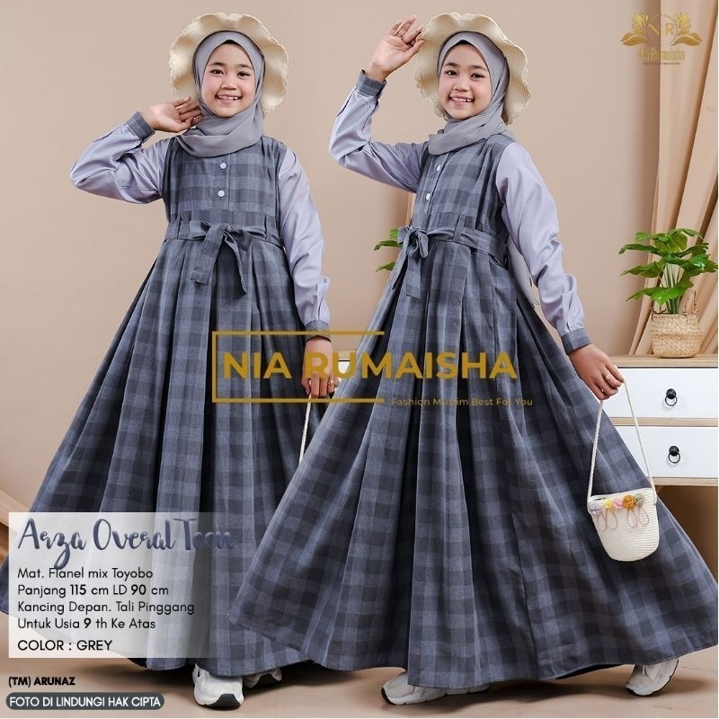 Gamis anak remaja perempuan bahan katun arza dress teen