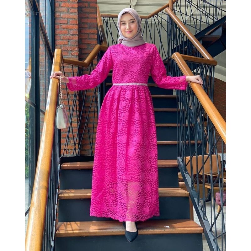 Set Hijab Paket Lengkap Dewi • GAMIS BROKAT ANGGUN / DRESS WANITA CANTIK MODERN / GAMIS MUSLIMAH KEK