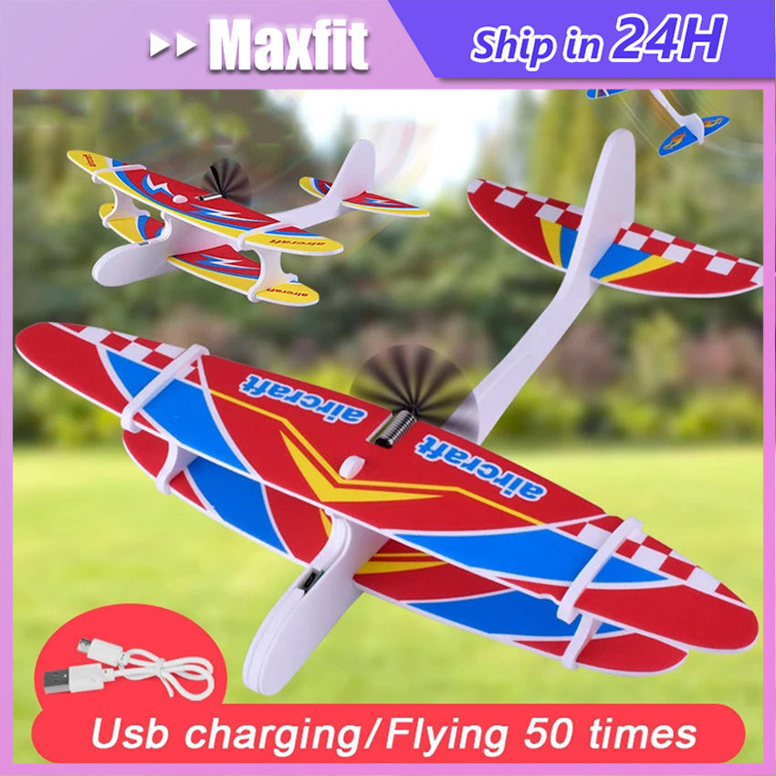 Mainan Pesawat Remote Control Bisa Terbang Elektrik Bahan Busa Dengan Lampu Dan USB Charging